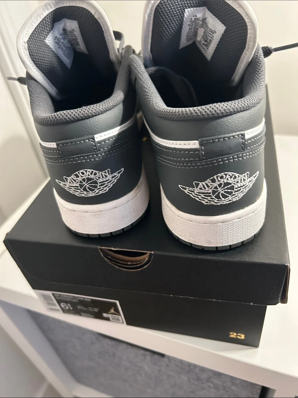 Jordan Kids size 6.5 Low-Top Sneakers - White & Dark Gray